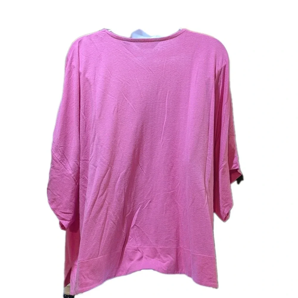 Lands' End Womens Pink V‎ Neck Tunic Lagenlook Linen Blend Shirt Size Small